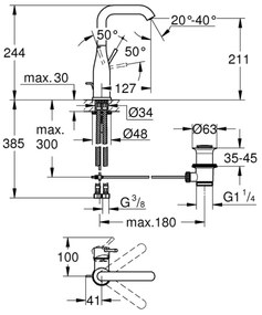 GROHE 32628DL1 - Umývadlová batéria ESSENCE, veľkosť L, bronzová