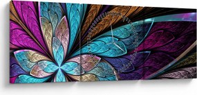 Obraz - Abstrakcia, kvetina (s hodinami) (90x30 cm)