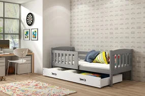 Interbeds Jednolôžková posteľ Kubus2 grafit 160x80 s matracom a šuplíkom - biela