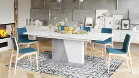 NOBLE NOIR Biely Mat/Beton Millenium - ROZKLADANÝ STÔL DO 218 cm, pre 8, 10 osôb.