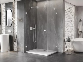 Mexen Lunar-B, ľavý výklopný sprchový kút 95 x 80 cm, 8mm číre sklo, biely profil, 832-095-080-20-00-L