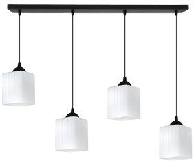 Závesné svietidlo Riffle Square, 4x biele sklenené tienidlo, b