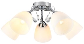 Stropné svietidlo Pireus, 5x biele sklenené tienidlo, ch