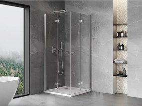 Mexen Mist-F Duo, skladací sprchový kút 90 x 90 cm, číre sklo, chrómový profil, 8A6-090L-090P-01-00
