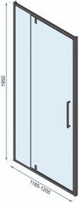 Rea Rapid Swing, rohový sprchovací kút 80 (dvere) x 90 (stena) x 195 cm, 6mm číre sklo, čierny profil, KPL-009923