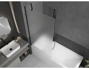 Mexen Next, vaňová zástena 1-krídlová 90 x 150 cm, fixné krídlo, 6 mm námraza sklo, čierny profil, 895-090-000-00-30-70