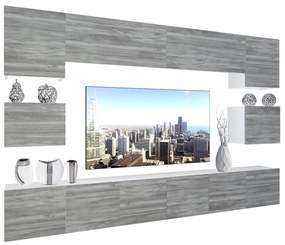 Obývacia stena Belini Premium Full Version šedý antracit Glamour Wood+ LED osvetlenie Nexum 49