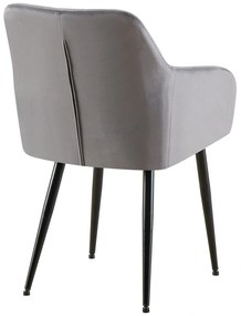 Jedálenská stolička Monett - zamat, B čierny rám - Tmavo sivá