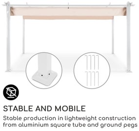 Pantheon, pergola, hliníková štvorhranná rúrka, 3 × 4 m, 4 rohové stĺpiky, nepremokavá