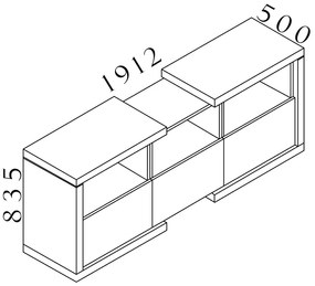 Nízka skriňa Lineart 191,2 x 50 x 83,5 cm, brest tmavý / biela