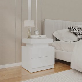 Nočný stolík vysokolesklý biely 45x35x52 cm drevotrieska 326855