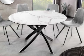 Okrúhly keramický jedálenský stôl Alpine biely 120cm