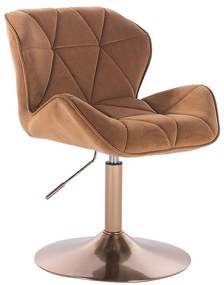 LuxuryForm DESIGN Stolička MILANO VELUR na zlatom tanieri - hnedá