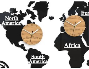 Sammer Lacné hodiny s motívom celého sveta- 3 hodiny 100x56 cm World3Zonesbambus