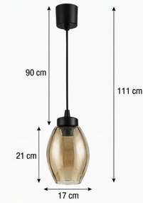 Brilagi - LED luster s lankom R GLASS 1xE27/60W/230V pr. 17 cm čierna/dymovo-béžová