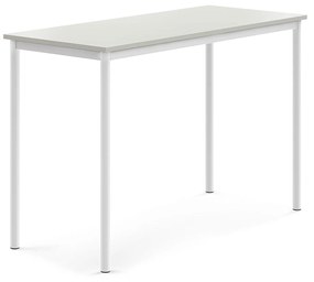 Stôl SONITUS, 1400x600x900 mm, HPL - šedá, biela
