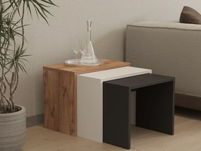 Set 3ks. konferenčných stolíkov Kibusa (antracit + dub + biela). Vlastná spoľahlivá doprava až k Vám domov. 1094326
