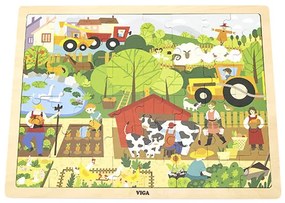 Puzzle na podstavci Viga 44588 48 dielikov - spoznávanie farmy