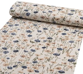 Biante Detské bavlnené posteľné obliečky do postieľky Sandra SA-630 Modro-hnedé vlčie maky na svetlo vanilkovom Do postieľky 90x130 a 40x60 cm