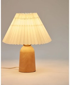 Béžová/v prírodnej farbe stolová lampa z kaučukového dreva s textilným tienidlom (výška 33 cm) Benicarlo – Kave Home