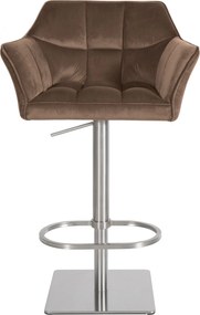 Barová stolička Damaso E - zamat, nerez rám - Hnedá