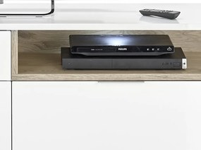 TV skrinka s osvetlením Beatrix, biela lesk/dub viking