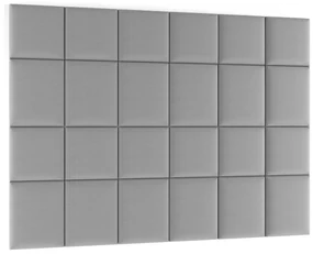 Set 24 čalúnených panelov Quadra 240x180 cm (svetlosivá). Vlastná spoľahlivá doprava až k Vám domov. 1052017