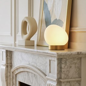 Dizajnová stolná lampa mosadzná s opálovým sklom - Sally