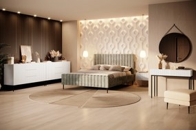 Toaletný stolík Nicole so zrkadlom 60 cm - biely mat / čierne nohy