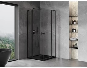 Mexen, Mexen Mist L Duo výklopný sprchový kút 90 x 90 cm, priehľadný, čierny - 8A4L-090-090-70-00