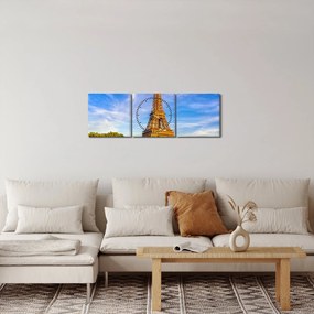 Obraz - Eiffelova veža (s hodinami) (90x30 cm)