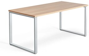 Kancelársky pracovný stôl QBUS, O-rám, 1600x800 mm, dub/strieborná