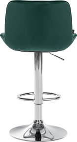 Barová stolička Vonore - zamat, chróm rám - Zelená