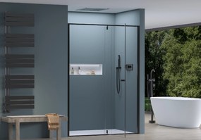 Cerano Santini, krídlové sprchové dvere 110x195 cm, 6mm číre sklo, čierny profil, CER-CER-428758