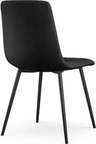 Sada dvoch jedálenských stoličiek LIVO zamatové, čierne / čierne nohy (2 ks)