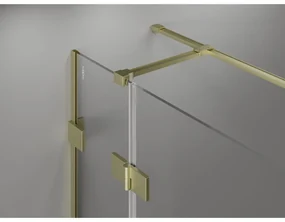 Mexen Lunar T, výklopný pravý sprchový kút 125 x 120 cm, 8mm číre sklo, zlatý kartáčovaný - 834T-125-120-55-00-P