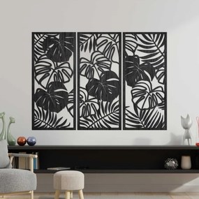 Trojdielny obraz na stenu s listom monstera 3D dekorácia | SENTOP PR0533