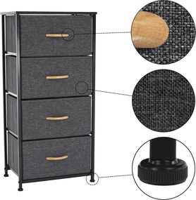 Komoda s látkovými zásuvkami PALMERA, čierna