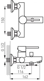 F-Design Flusso, vaňová batéria bez sprchovej sady, chróm lesklý, FD1-FLS-1-11