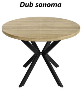 Okrúhly rozkladací jedálensky stôl MARION PLUS 120cm - 196cm Kominácia stola: biely mramor - čierne nohy
