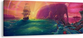 Obraz - Olejomaľba, Plavba do fantastickej ríše (120x50 cm)