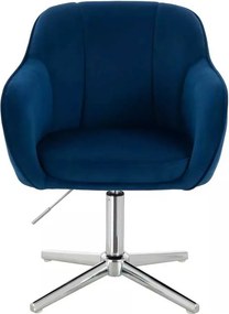 LuxuryForm DESIGN Stolička AVOLA VELUR na striebornom kríži - modrá