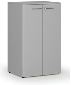 Kancelárska skriňa s dverami PRIMO GRAY, 3 police, 800 x 640 x 1335 mm, sivá