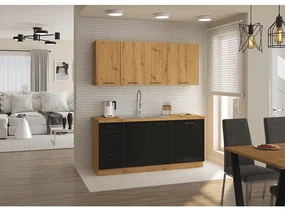 Dolná kuchynská skrinka Meriel 40 D 3S BB (čierna + dub artisan). Vlastná spoľahlivá doprava až k Vám domov. 1033976