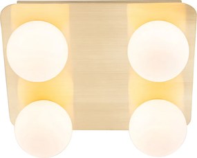 Moderné stropné svietidlo do kúpeľne mosadzné štvorcové 4-žiarovkové - Cederic