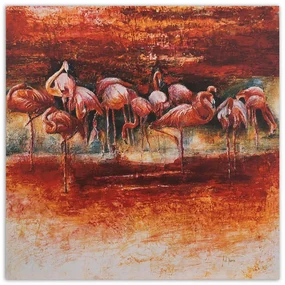 Gario Obraz na plátne Kŕdeľ ružových plameniakov Rozmery: 60 x 60 cm
