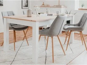 Rozkladací jedálenský stôl Bergen 160x90 cm, biela/dub artisan%