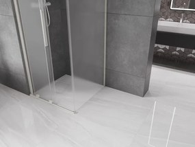 Mexen Velar, sprchový kút s posuvnými dverami 100 x 100 cm, 8mm sklo námraza, brúsená oceľ, 871-100-100-31-97