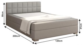 Boxspringová manželská posteľ Ferata 120x200 cm - svetlosivá