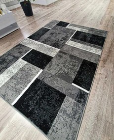 HU Sivý geometrický kockovaný obdĺžnikový koberec NEW IDEA 90311-0433 Rozmer: 200x300 cm